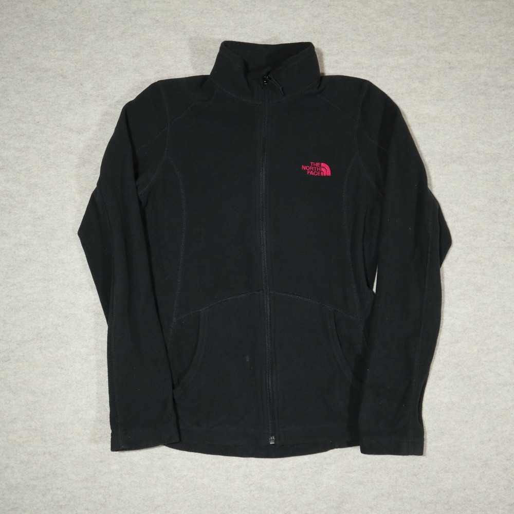 The North Face Fleece Jacket Womens XS Black Pink Logo Full Zip Gorpcore Retro